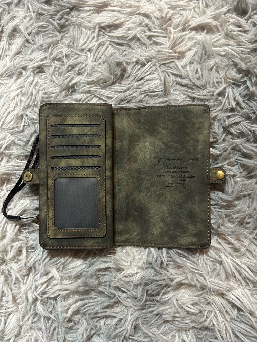 Olive Green Vintage Faux Leather Wristlet Clutch